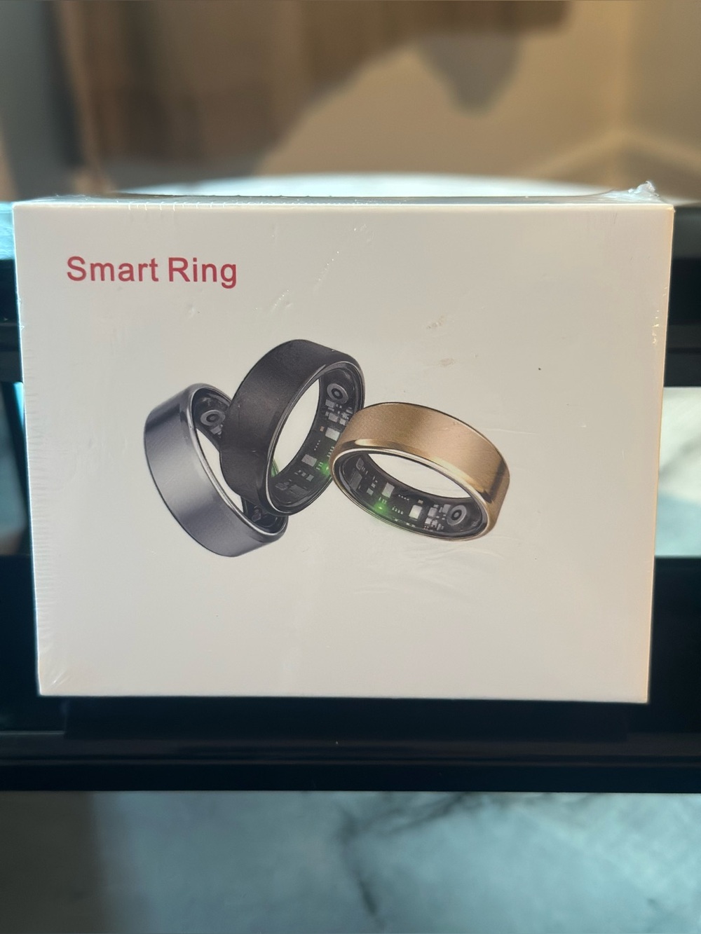 Smart Ring Health Tracker - BLACK size at 8